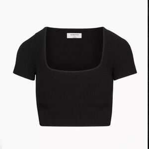 NWOT BABATON Black Sculpt Knit Square Neck Top